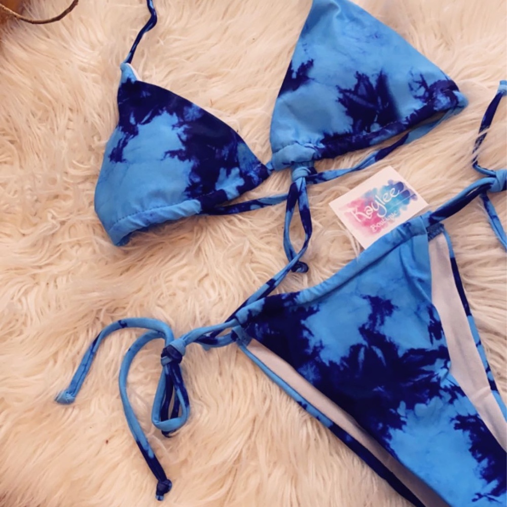 Blue Tie Dye Triangle Bikini - Picture 7 of 8